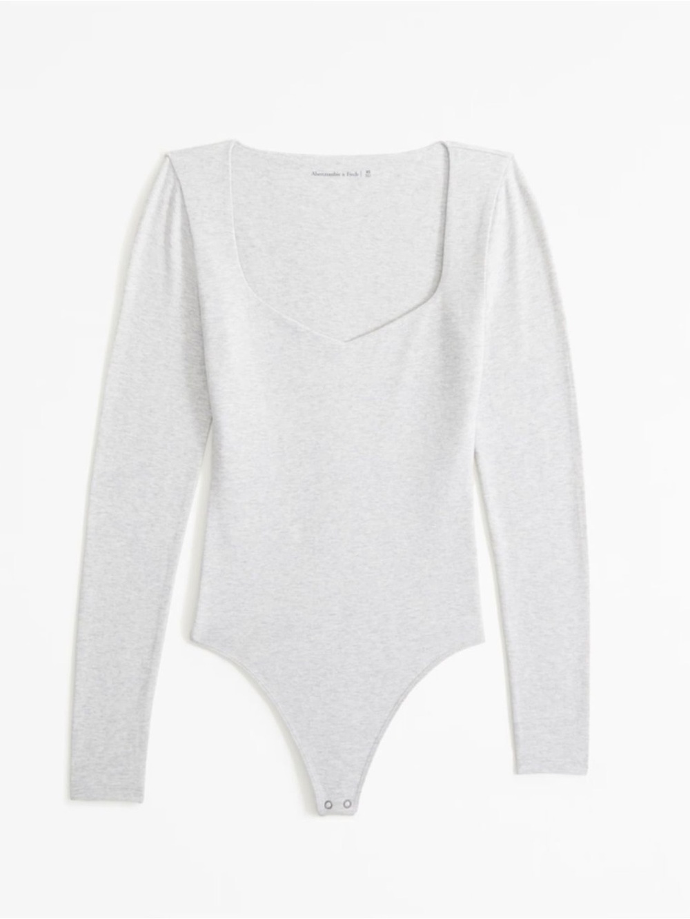 NWT Abercrombie Long-Sleeve Cotton-Blend Fabric Sweetheart Bodysuit Light Grey S